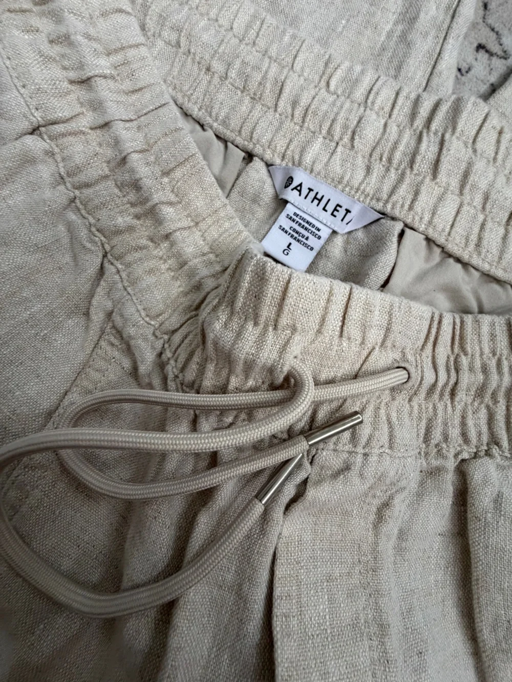 Athleta Drawstring Linen Pants - Natural Taupe